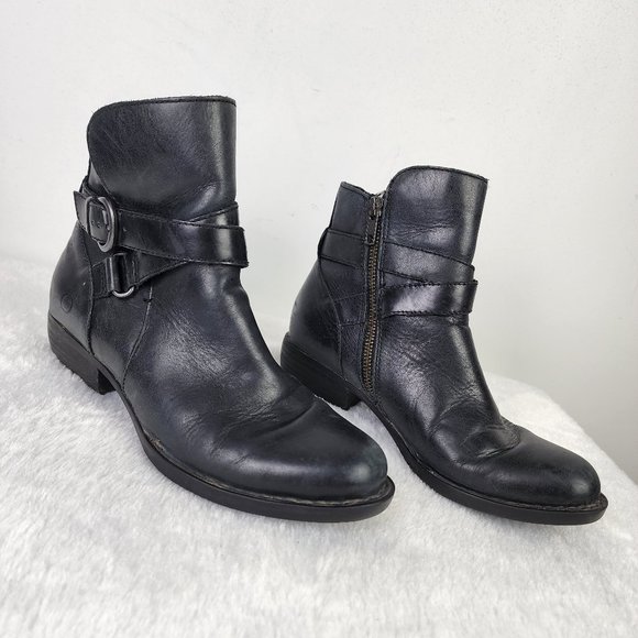 Born Shoes - Born Black Leather Ankle Booties Size 6